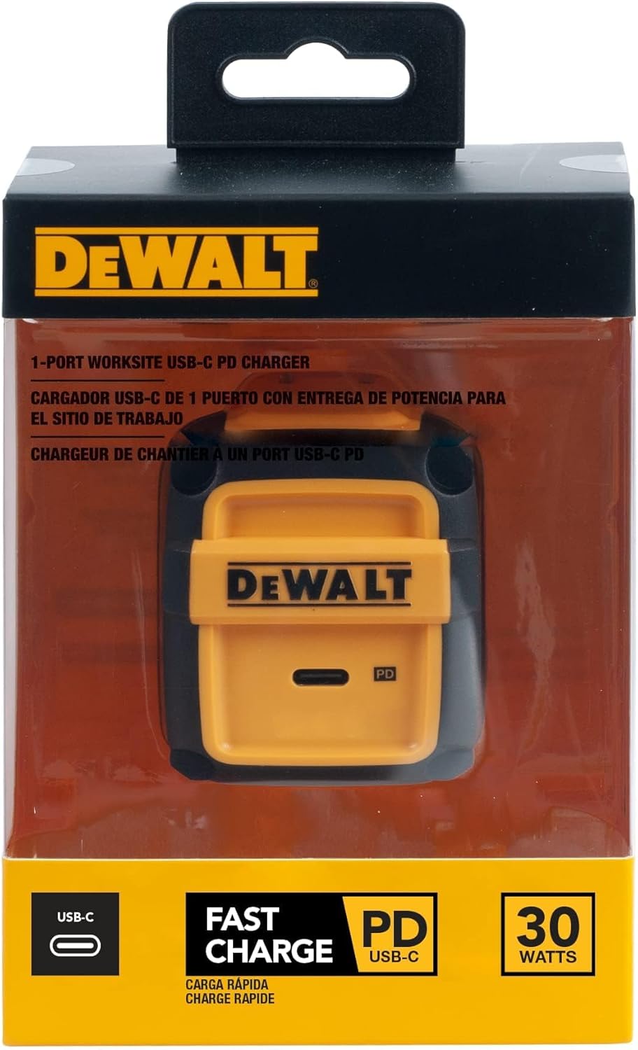 DEWALT Heavy Duty 30W USB-C Wall Charger – Fast PD Charger Block w/Foldable Plug