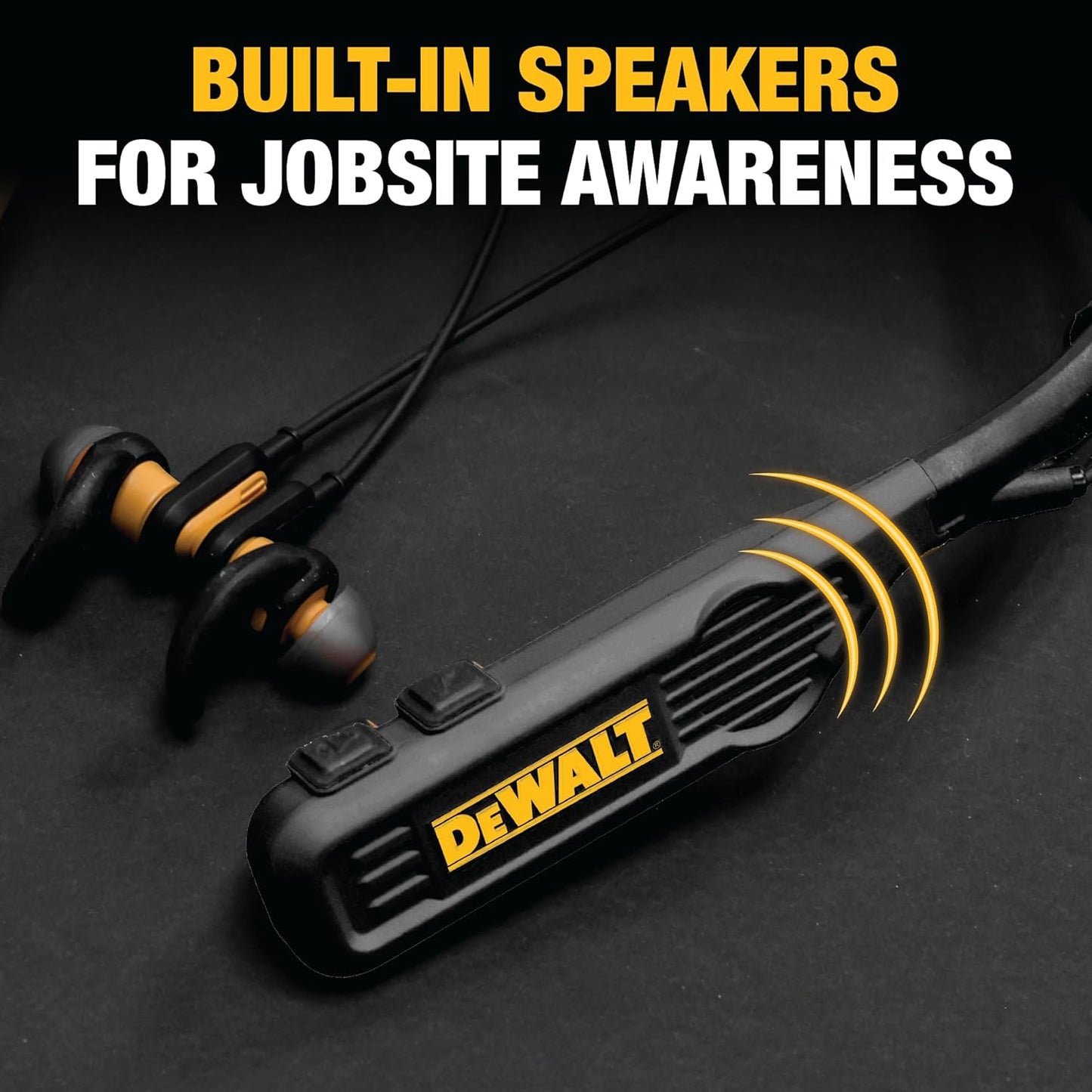 DEWALT Black Edition 2-in-1 Neckband Headphones & Wearable Speaker