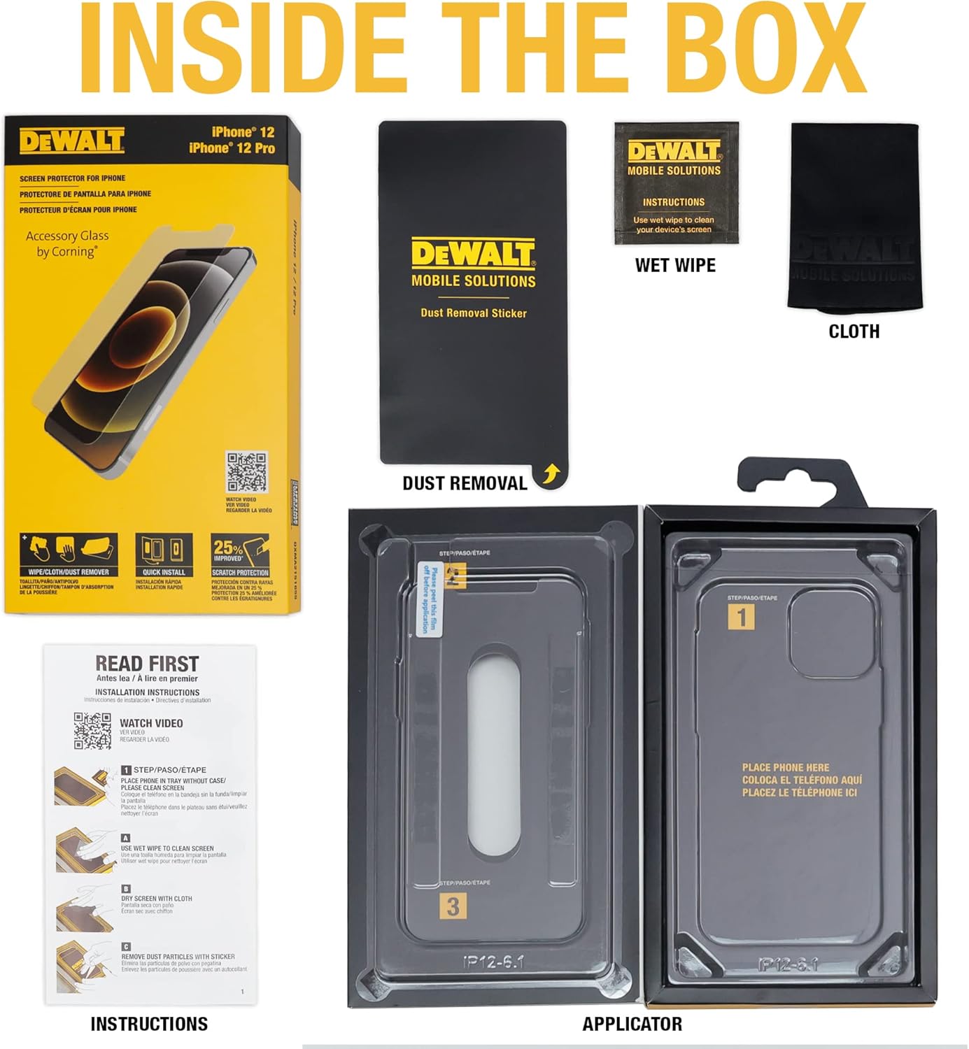 DEWALT Glass Screen Protector for iPhone 12 – Corning Tempered Strength