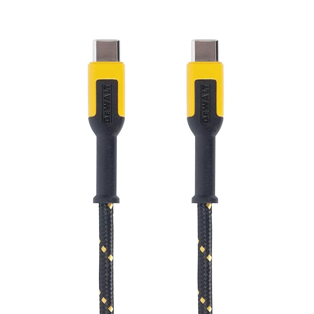 DEWALT Heavy Duty 60W USB-C Cable – Fast Charging Type-C to Type-C Jobsite Cord