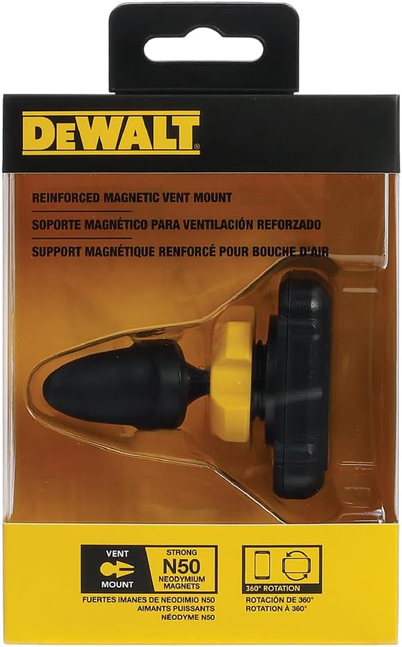 DEWALT Heavy Duty Magnetic Car Phone Holder – Universal Air Vent Mount