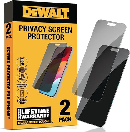 DEWALT iPhone Privacy Screen Protector 2-Pack – Anti Spy Tempered Glass