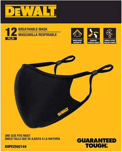 DEWALT Breathable Cooling Face Masks – 2-Pack with Adjustable Fit & Neckstrap