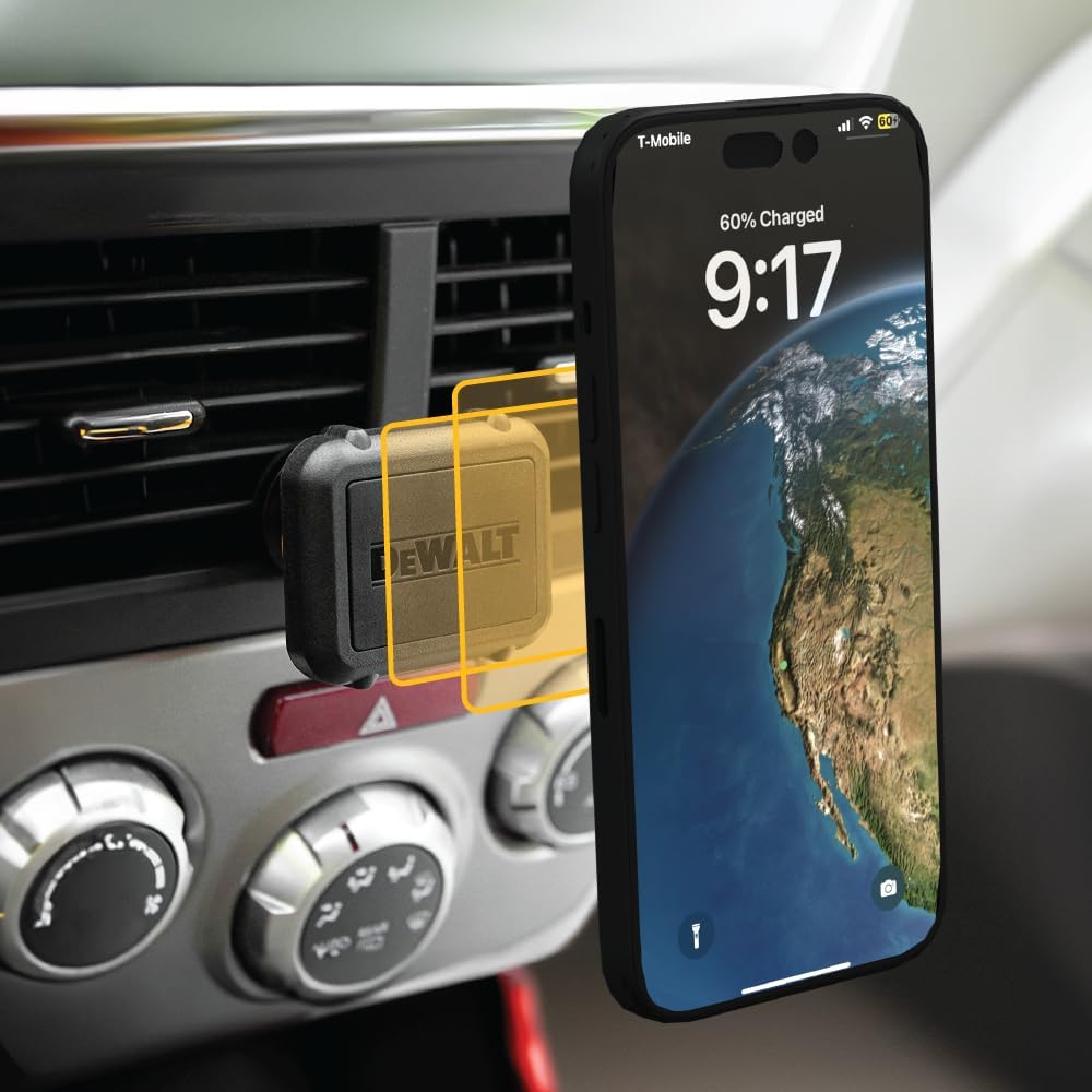 DEWALT Heavy Duty Magnetic Car Phone Holder – Universal Air Vent Mount
