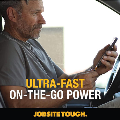 DEWALT 49.5W Dual USB & USB-C Car Charger – Simultaneous Fast Charging