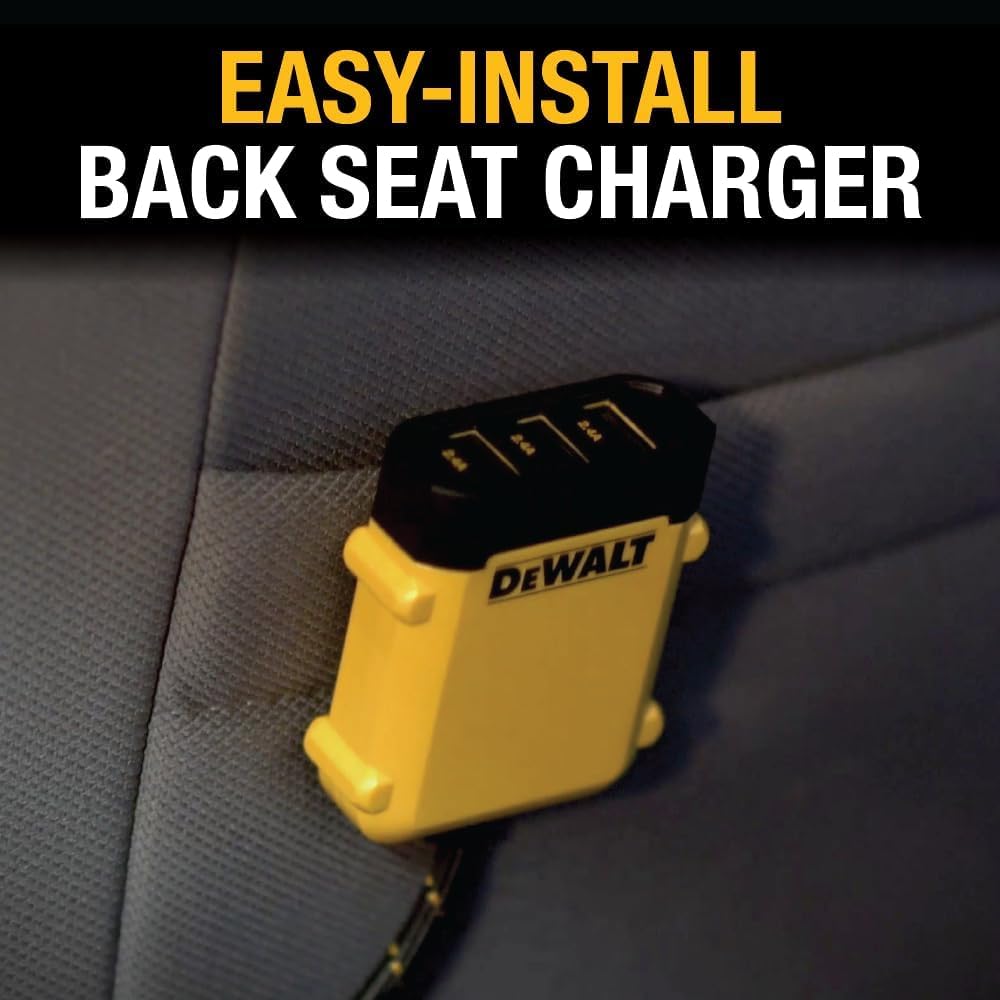 DEWALT 5-Port PD Car Charger – Front & Back Seat USB Fast Charging Hub