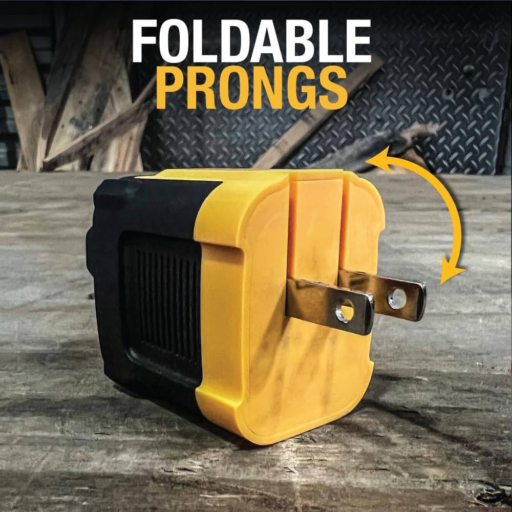 DEWALT Heavy Duty 49.5W Dual Port USB & USB-C Wall Charger – Compact Foldable Adapter