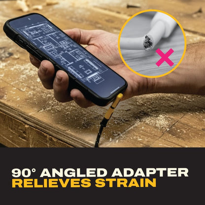 DEWALT 240W 90° USB-C Adapter (2 Styles) – Right Angle USB-C Male to Female Connector, 8K Video, 40Gbps Data, PD Fast Charging, Durable Jobsite Design