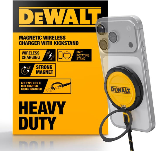DEWALT Magnetic Wireless Charger with Kickstand, MagSafe Compatible Fast Charge