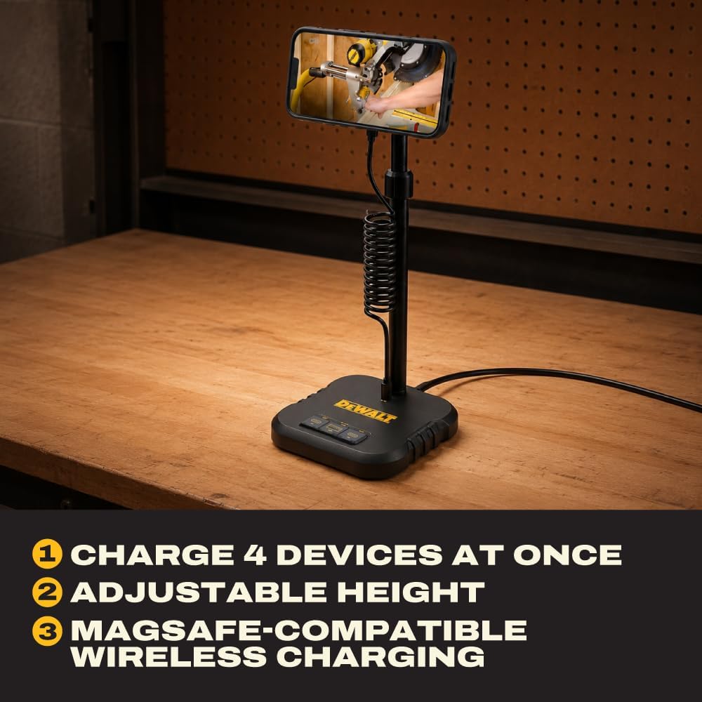 DEWALT Magnetic Wireless Charging Stand with USB Ports, MagSafe Compatible