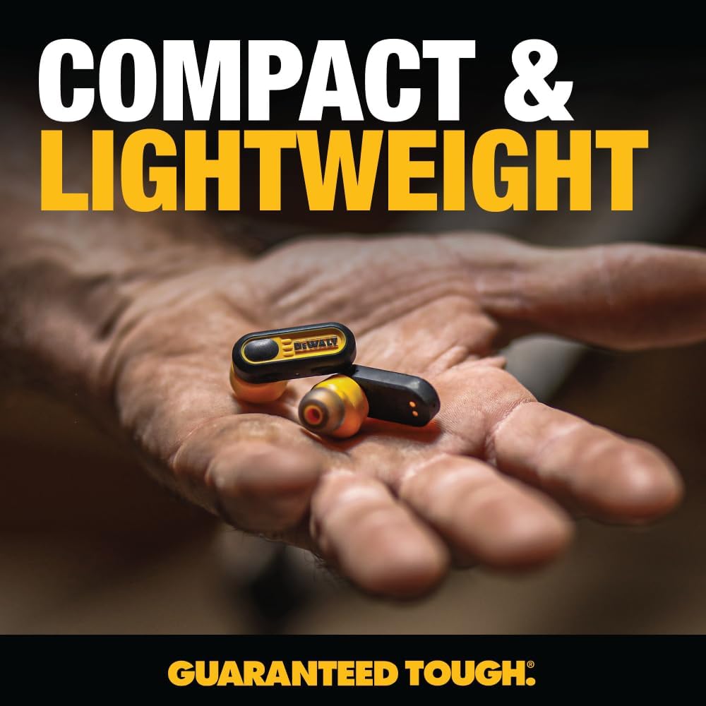 DEWALT Heavy Duty True Wireless Earbuds, 30+ Hr Battery, Jobsite Ready