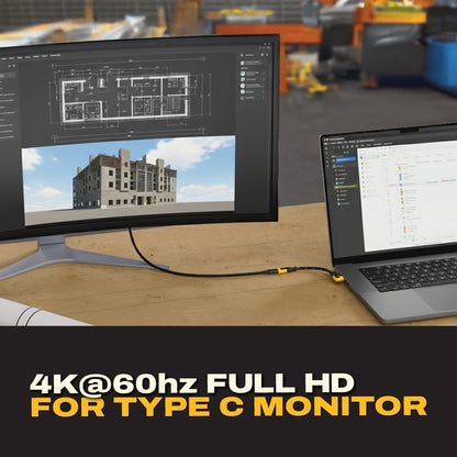 DEWALT 90° USB-C Extension Adapter Cable – 100W PD Right-Angle Type-C Extender