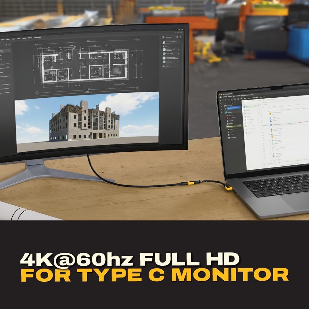 DEWALT 90° USB-C Extension Adapter Cable – 100W PD Right-Angle Type-C Extender