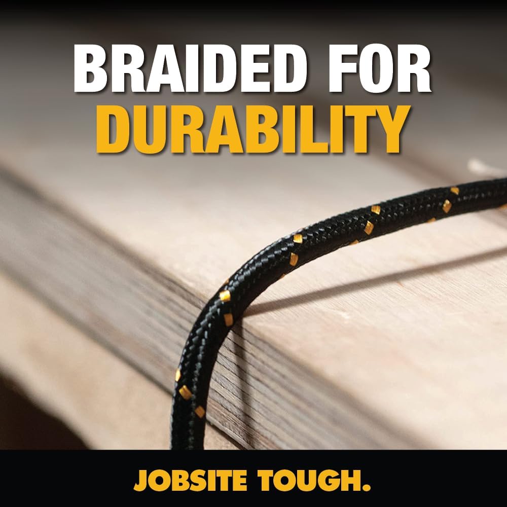 DEWALT Heavy Duty iPhone Charger Cords (2-Pack, 4ft) – MFi Certified Lightning to USB