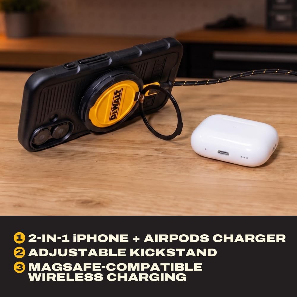 DEWALT Magnetic Wireless Charger with Kickstand, MagSafe Compatible Fast Charge