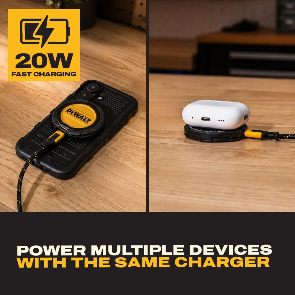 DEWALT Magnetic Wireless Charger with Kickstand, MagSafe Compatible Fast Charge