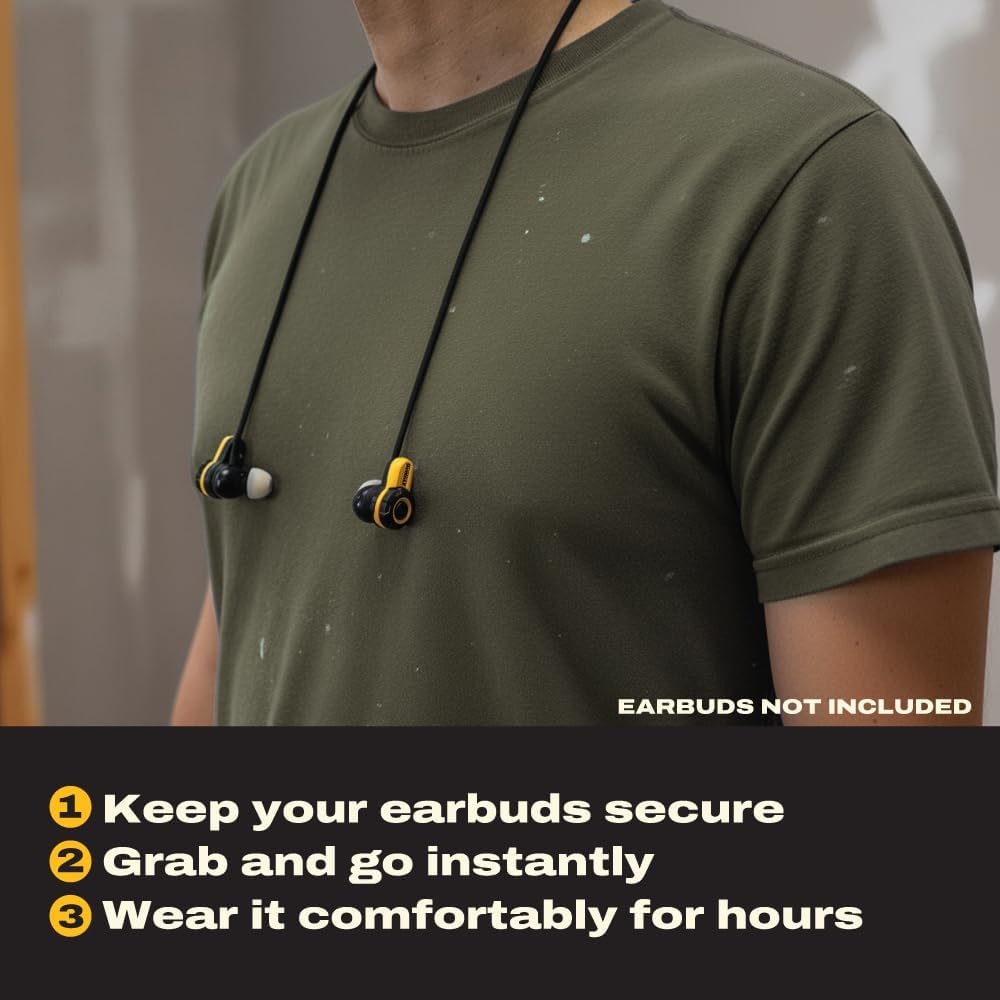 DEWALT Anti-Loss Lanyard for Wireless Earbuds – Secure Detachable Neck Strap