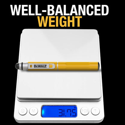 DEWALT Heavy Duty 3-in-1 Stylus Pen – Mini Pocket EDC Pen with Touchscreen Tip, Keypad Tip & Ballpoint, Extra Ink Cartridge