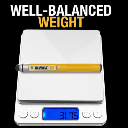 DEWALT Heavy Duty 3-in-1 Stylus Pen – Mini Pocket EDC Pen with Touchscreen Tip, Keypad Tip & Ballpoint, Extra Ink Cartridge