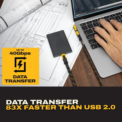 DEWALT 240W 90° USB-C Adapter (2 Styles) – Right Angle USB-C Male to Female Connector, 8K Video, 40Gbps Data, PD Fast Charging, Durable Jobsite Design