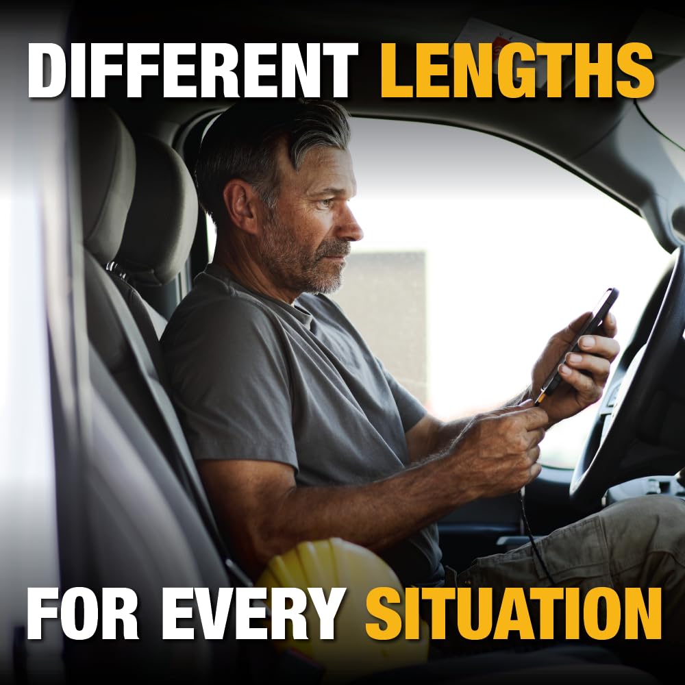 DEWALT Heavy Duty Lightning to USB-A Cable – Reinforced Braided iPhone Charger Cord