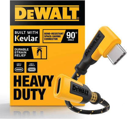 DEWALT 90° USB-C Extension Adapter Cable – 100W PD Right-Angle Type-C Extender