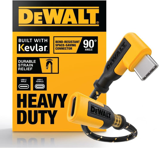 DEWALT 90° USB-C Extension Adapter Cable – 100W PD Right-Angle Type-C Extender