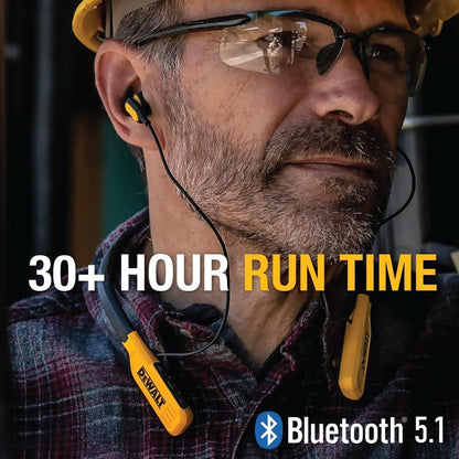 DEWALT Bluetooth Neckband Headphones – 30H Wireless Jobsite Earbuds