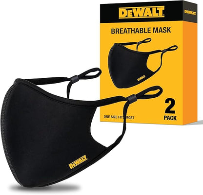 DEWALT Breathable Cooling Face Masks – 2-Pack with Adjustable Fit & Neckstrap