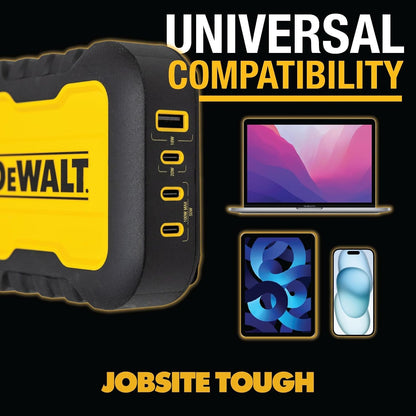 DEWALT 100W 4-Port USB-C Charger Block – Heavy Duty Fast Charger with 6FT Cord