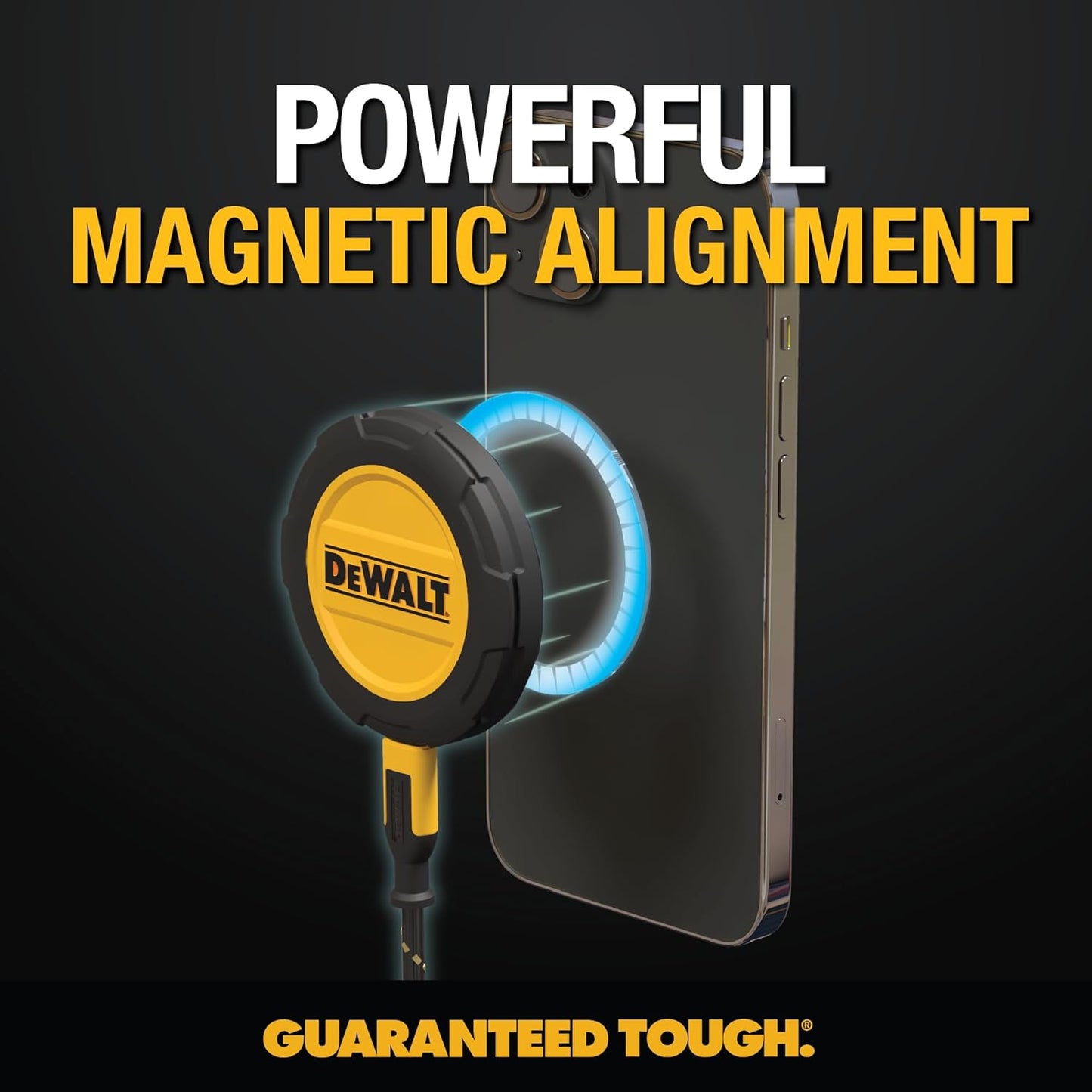 DEWALT Heavy Duty 15W Wireless Charger Pad – MagSafe Compatible iPhone Charger w/Wall Mount