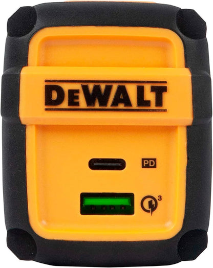 DEWALT Heavy Duty 49.5W Dual Port USB & USB-C Wall Charger – Compact Foldable Adapter