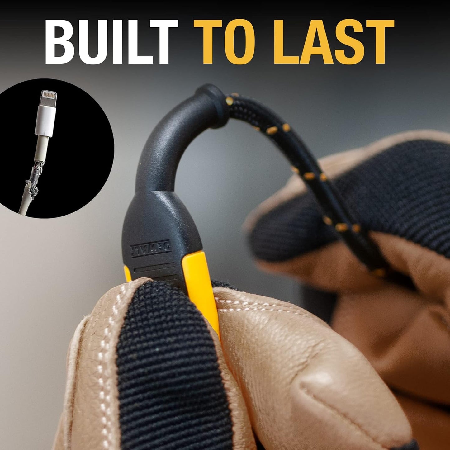 DEWALT Heavy Duty 3-in-1 Charging Cable – 6ft Fast Charger Lightning/USB-C/Micro USB