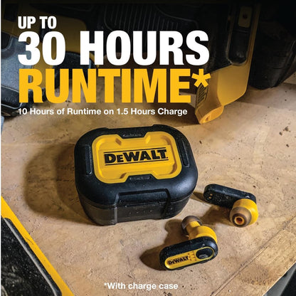 DEWALT Heavy Duty True Wireless Earbuds, 30+ Hr Battery, Jobsite Ready