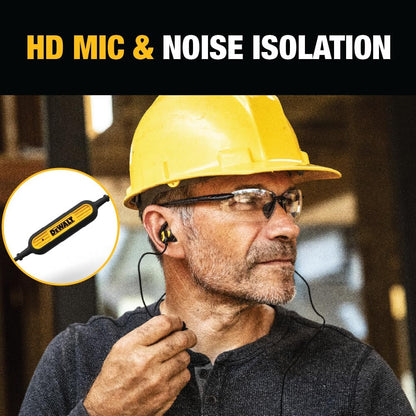 DEWALT Heavy Duty USB-C Wired Earphones – Jobsite Headphones w/Mic