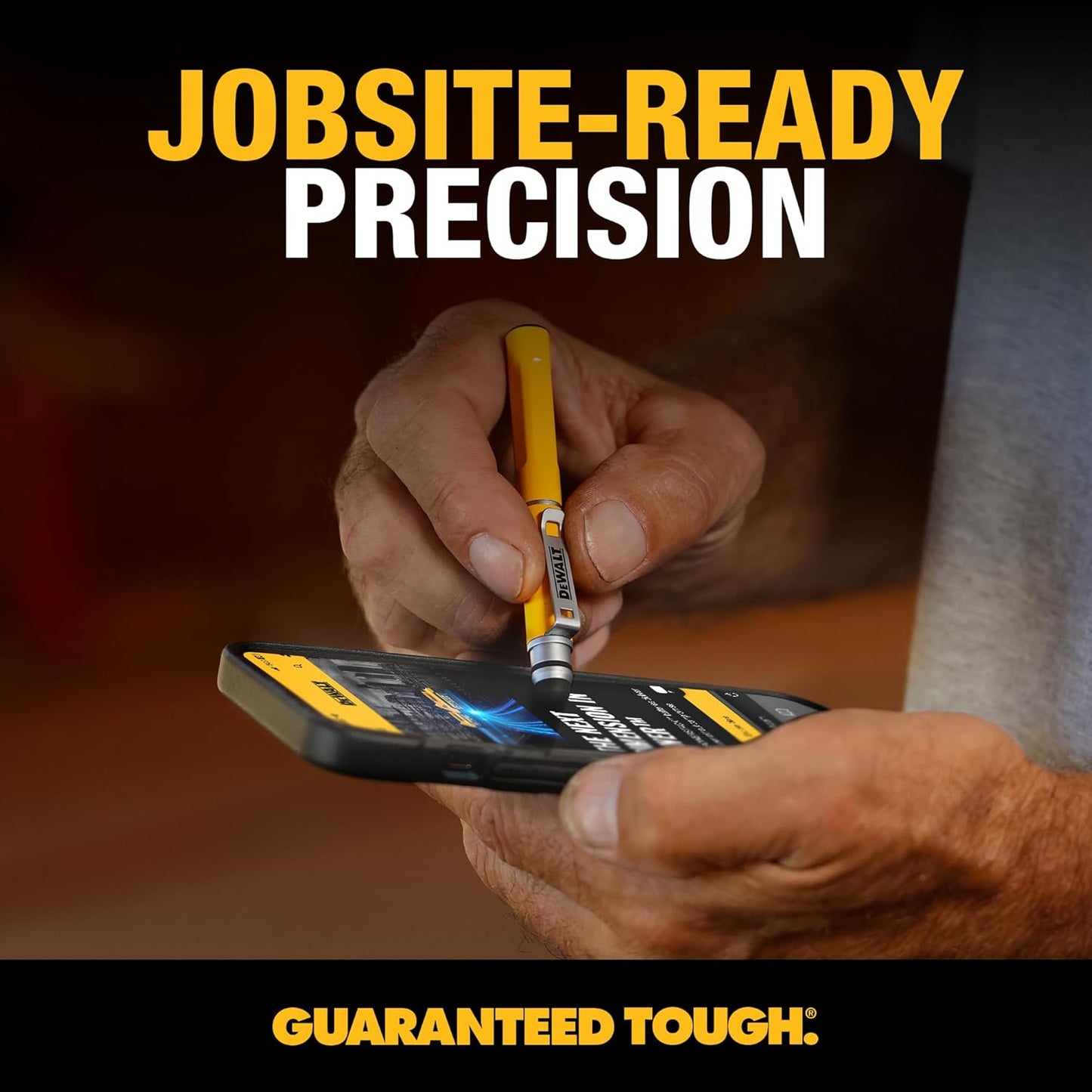 DEWALT Heavy Duty 3-in-1 Stylus Pen – Mini Pocket EDC Pen with Touchscreen Tip, Keypad Tip & Ballpoint, Extra Ink Cartridge