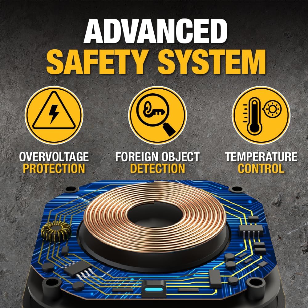 DEWALT Heavy Duty 10W Wireless Charging Pad – Fast Charger w/Cable