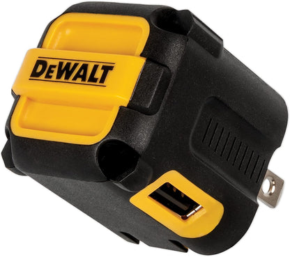 DEWALT Heavy Duty NeverBlock Dual USB Wall Charger – 12W Angled Plug, Compact 2-Port Adapter