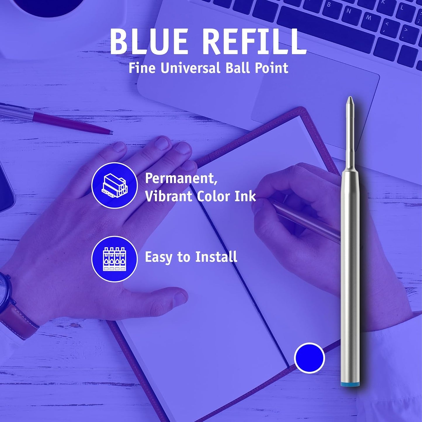 DEWALT Stylus Pen Ink Refills – 2-Pack Ballpoint Replacement Cartridges, Fits DEWALT 3-in-1 Stylus Pen, Black or Blue Ink