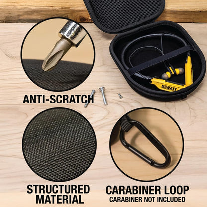 DEWALT Heavy Duty Protective Case – Neckband Earbuds Travel Storage