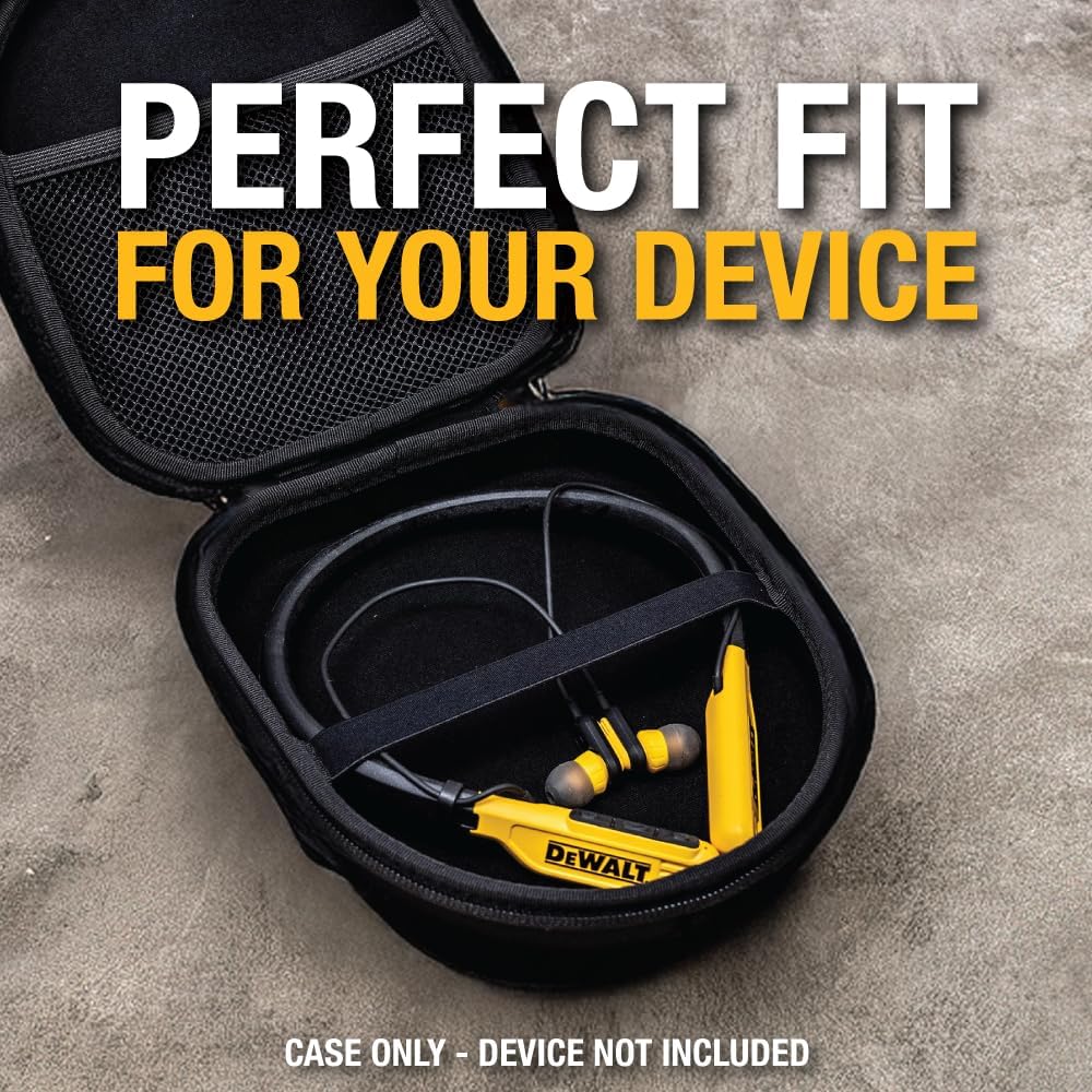 DEWALT Heavy Duty Protective Case – Neckband Earbuds Travel Storage