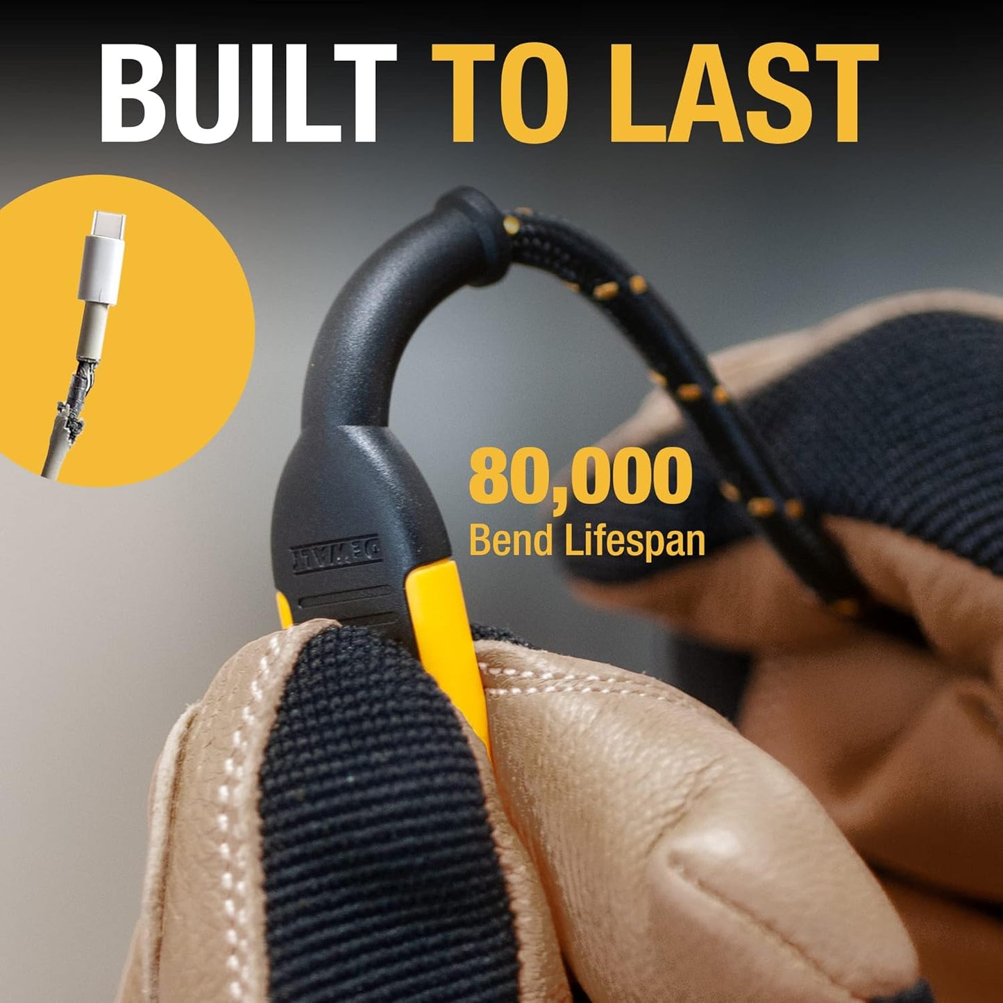 DEWALT Heavy Duty USB-C Cable 3-Pack (6ft) – 60W PD Fast Charging Type-C to Type-C for iPhone, MacBook, iPad & Samsung