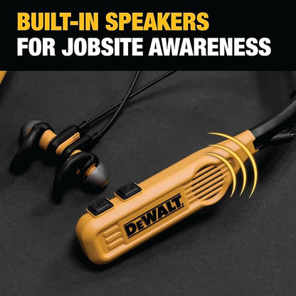 DEWALT 2-in-1 Bluetooth Neckband Headphones with Built-In Speakers