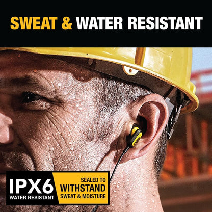 DEWALT Heavy Duty Lightning Earphones (IPX6) – Wired, Jobsite-Safe for iPhone 14 & Older