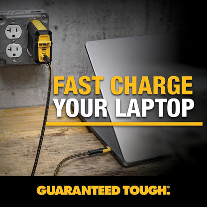 DEWALT Heavy Duty USB-C to USB-C Cables (2-Pack, 4ft) – 100W Fast Charging, Braided