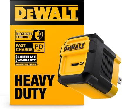 DEWALT Heavy Duty 30W USB-C Wall Charger – Fast PD Charger Block w/Foldable Plug