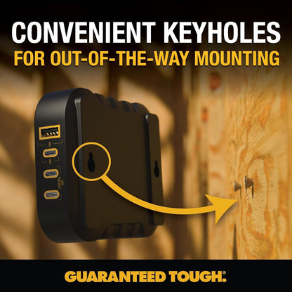 DEWALT 100W 4-Port USB-C Charger Block – Heavy Duty Fast Charger with 6FT Cord