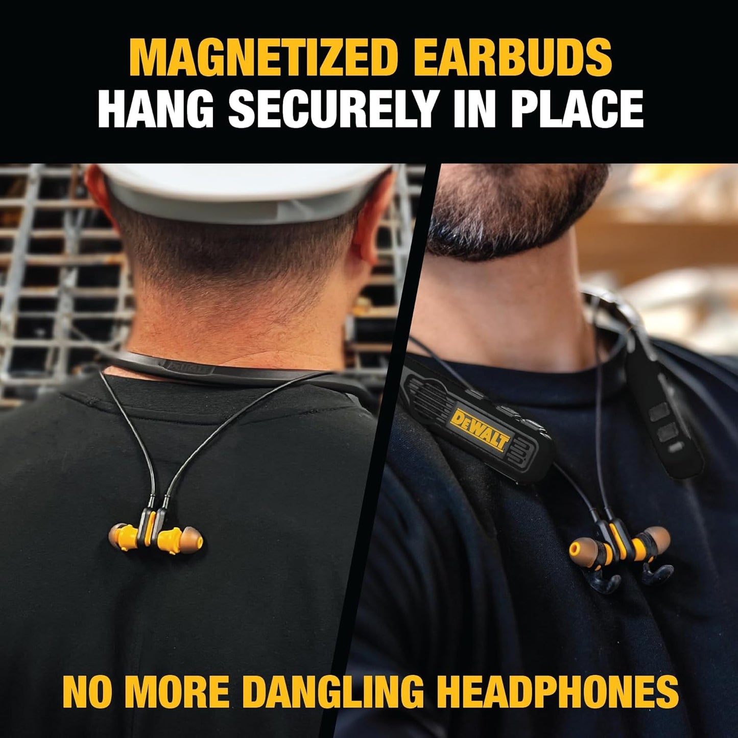 DEWALT Black Edition 2-in-1 Neckband Headphones & Wearable Speaker