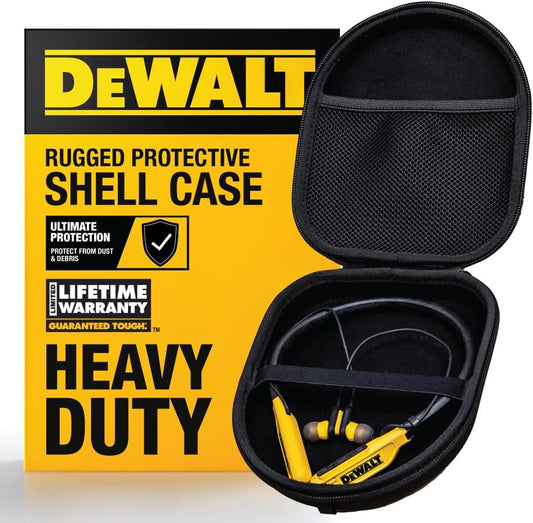 DEWALT Heavy Duty Protective Case – Neckband Earbuds Travel Storage