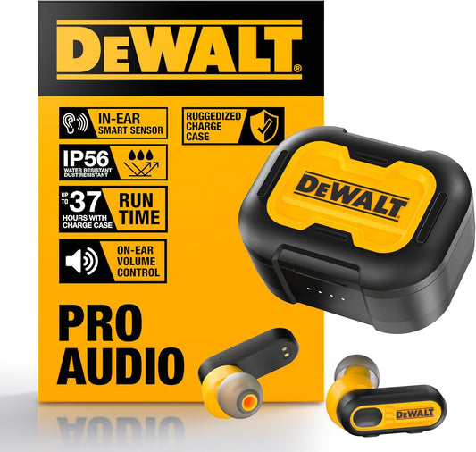 DEWALT Heavy Duty True Wireless Earbuds, 30+ Hr Battery, Jobsite Ready